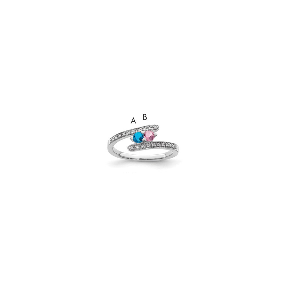 14K White Gold Family Jewelry Synthetic Stone & Diamond Set Ring