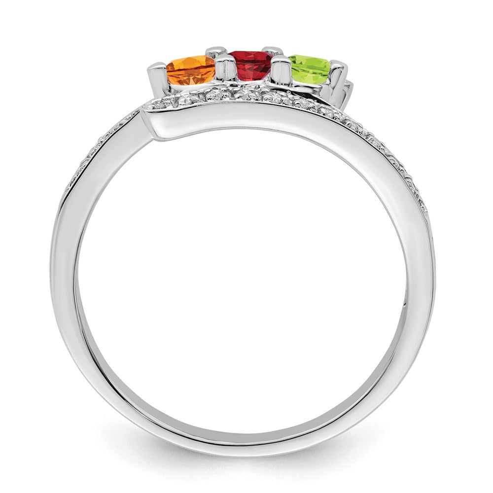 14K White Gold Family Jewelry Synthetic Stone & Diamond Set Ring