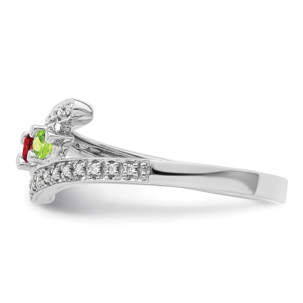 14K White Gold Family Jewelry Synthetic Stone & Diamond Set Ring