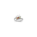 14K White Gold Family Jewelry Synthetic Stone & Diamond Set Ring