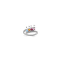 14K White Gold Family Jewelry Synthetic Stone & Diamond Set Ring