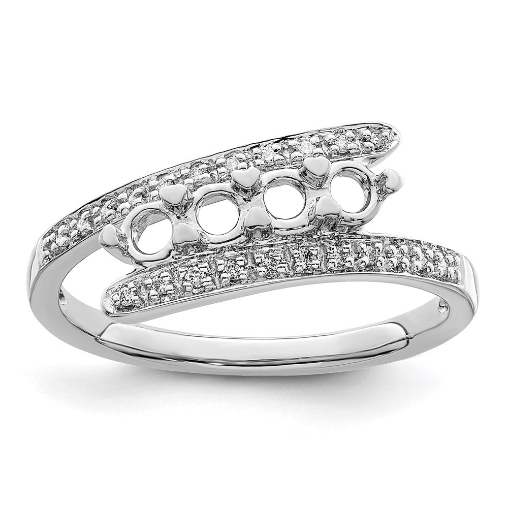 14K White Gold Family Jewelry Synthetic Stone & Diamond Set Ring