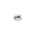 14K White Gold Family Jewelry Synthetic Stone & Diamond Set Ring