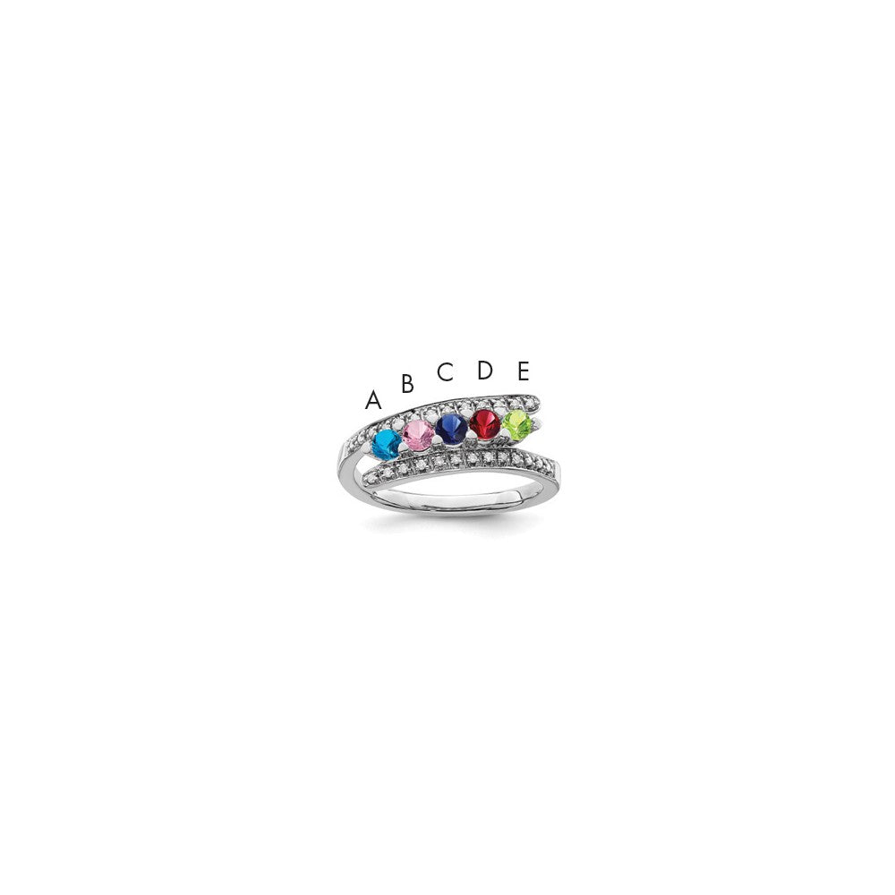14K White Gold Family Jewelry Genuine Stone & Diamond Set Ring