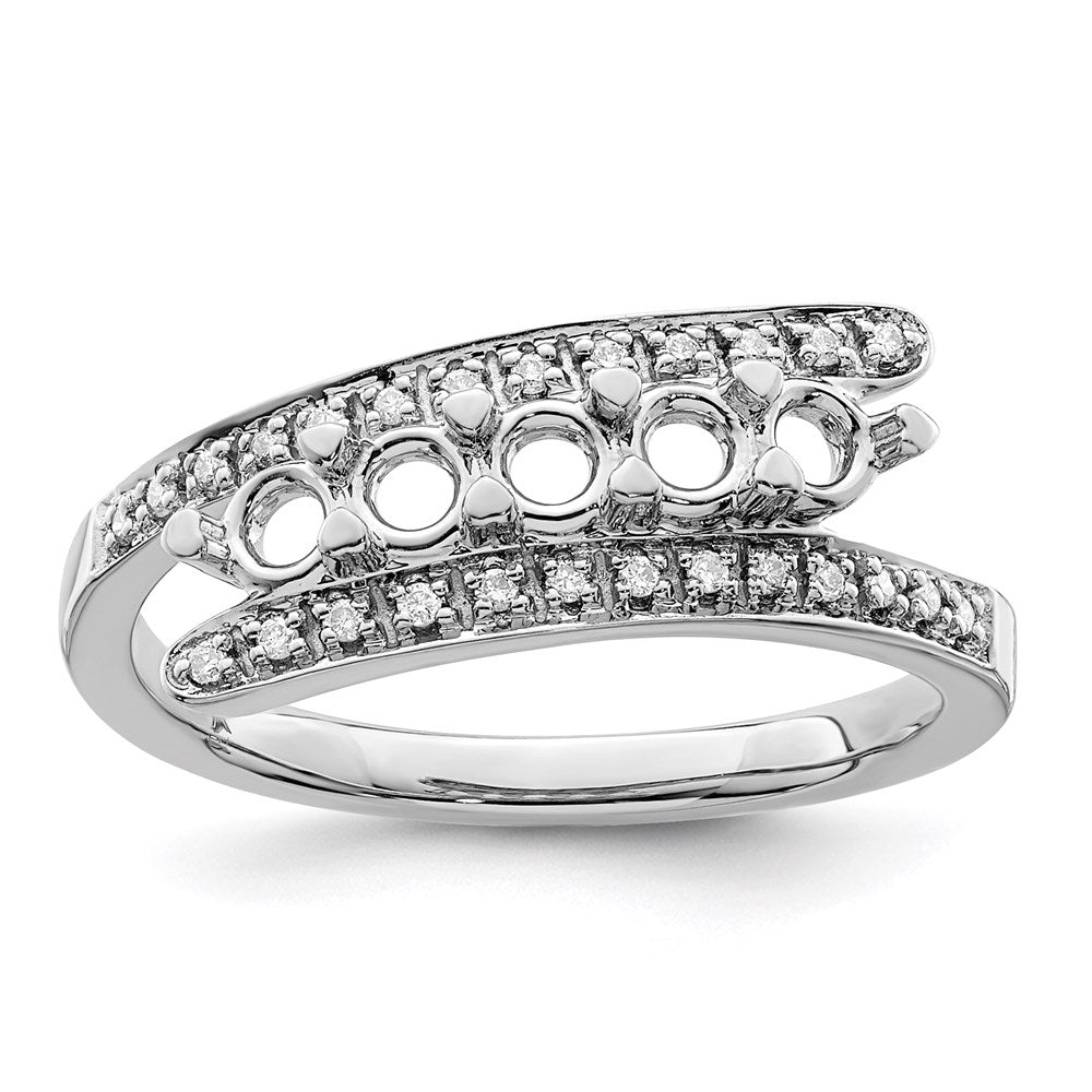 14K White Gold Family Jewelry Synthetic Stone & Diamond Set Ring