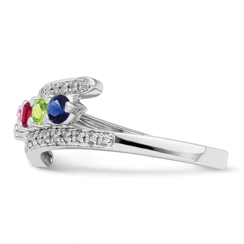 14K White Gold Family Jewelry Diamond Semi-Set Ring