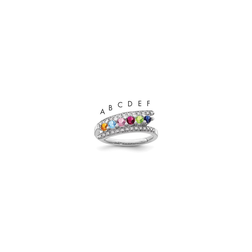 14K White Gold Family Jewelry Synthetic Stone & Diamond Set Ring