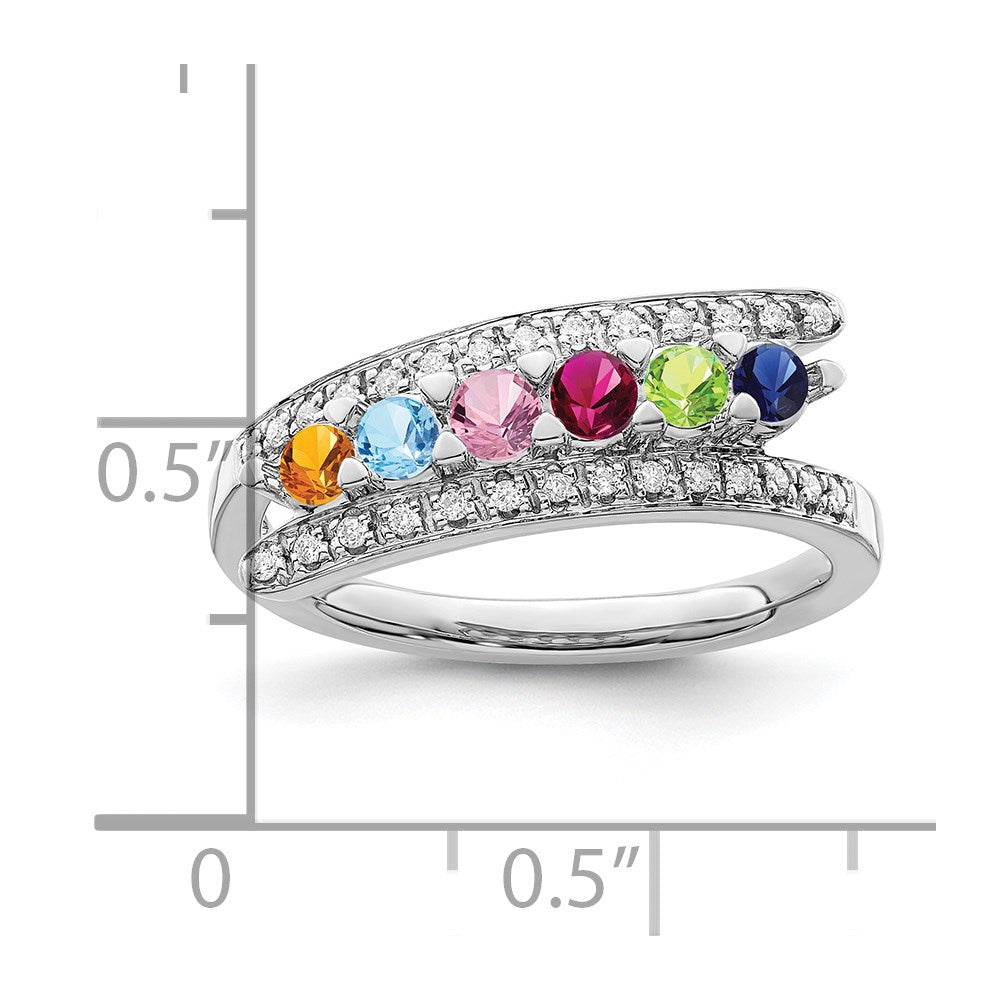 14K White Gold Family Jewelry Diamond Semi-Set Ring