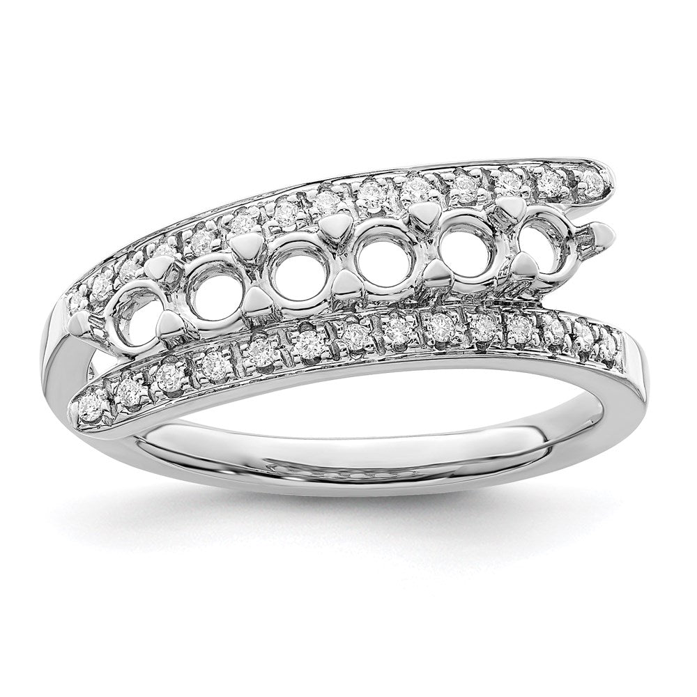 14K White Gold Family Jewelry Genuine Stone & Diamond Set Ring