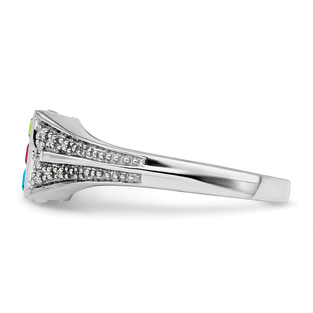 14K White Gold Family Jewelry Diamond Semi-Set Ring