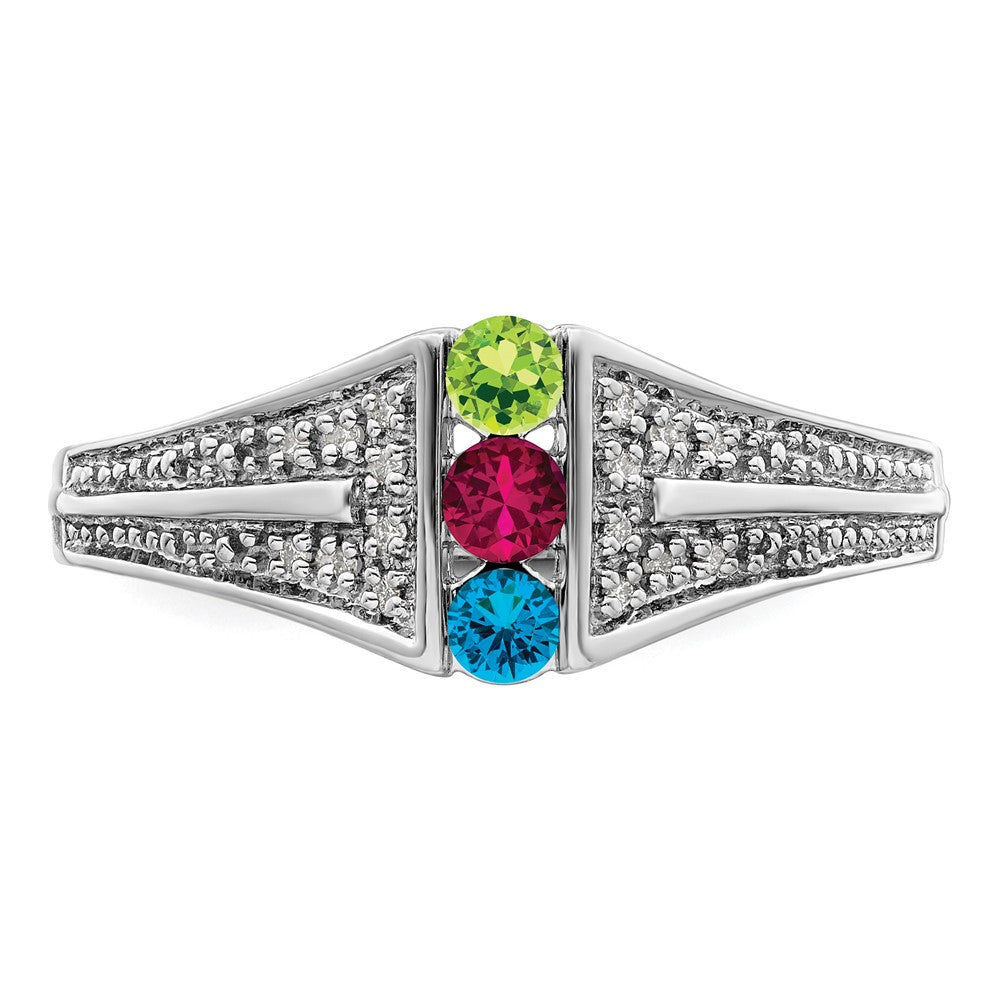 14K White Gold Family Jewelry Diamond Semi-Set Ring