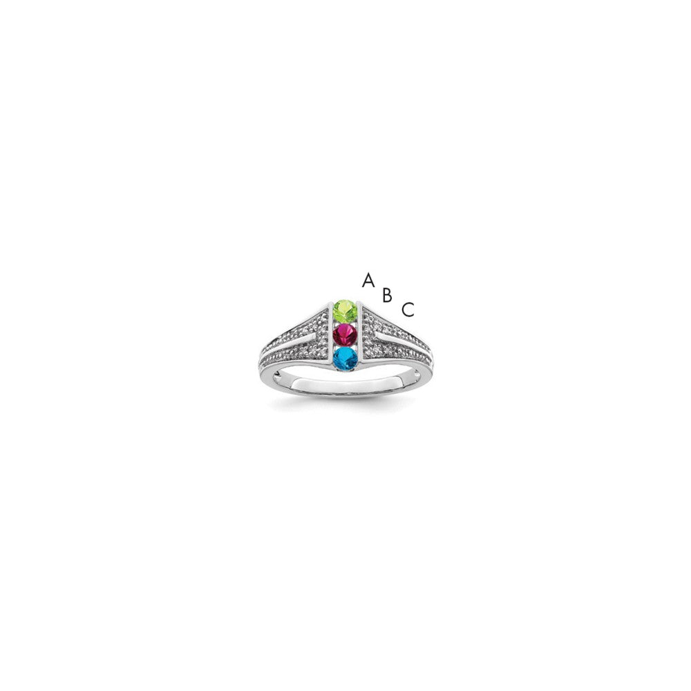14K White Gold Family Jewelry Diamond Semi-Set Ring