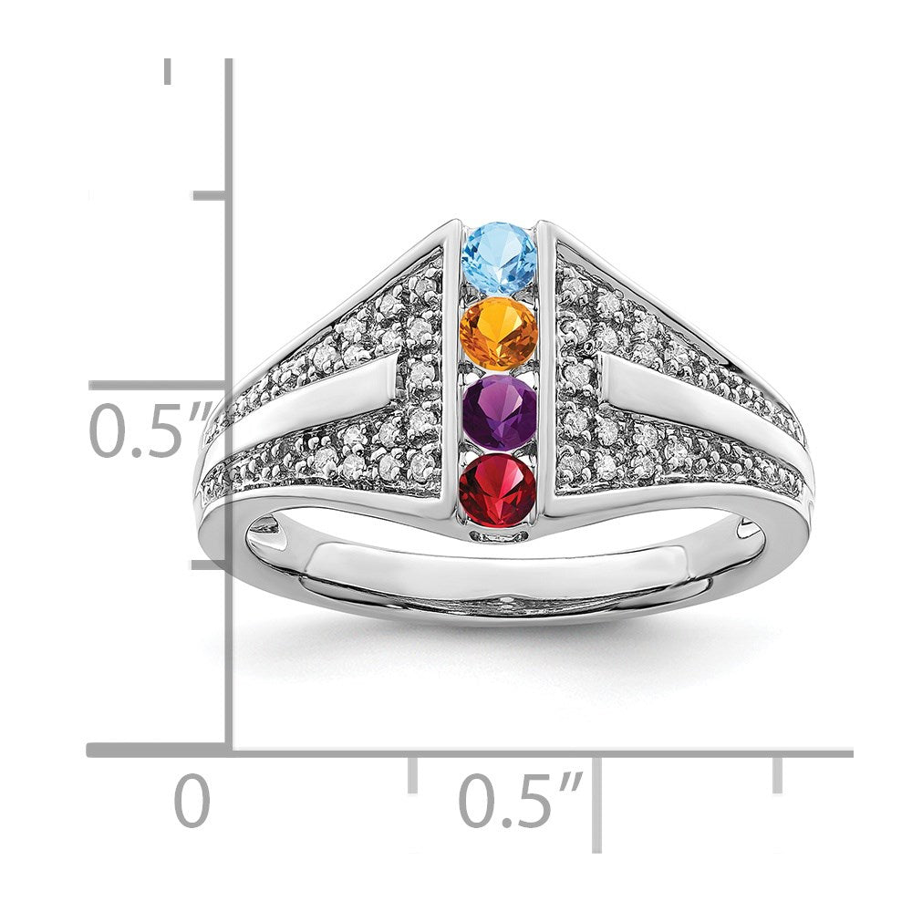 14K White Gold Family Jewelry Diamond Semi-Set Ring