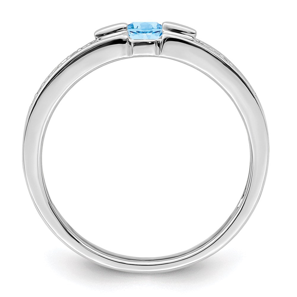 14K White Gold Family Jewelry Synthetic Stone & Diamond Set Ring
