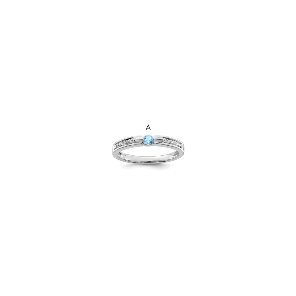 14K White Gold Family Jewelry Synthetic Stone & Diamond Set Ring