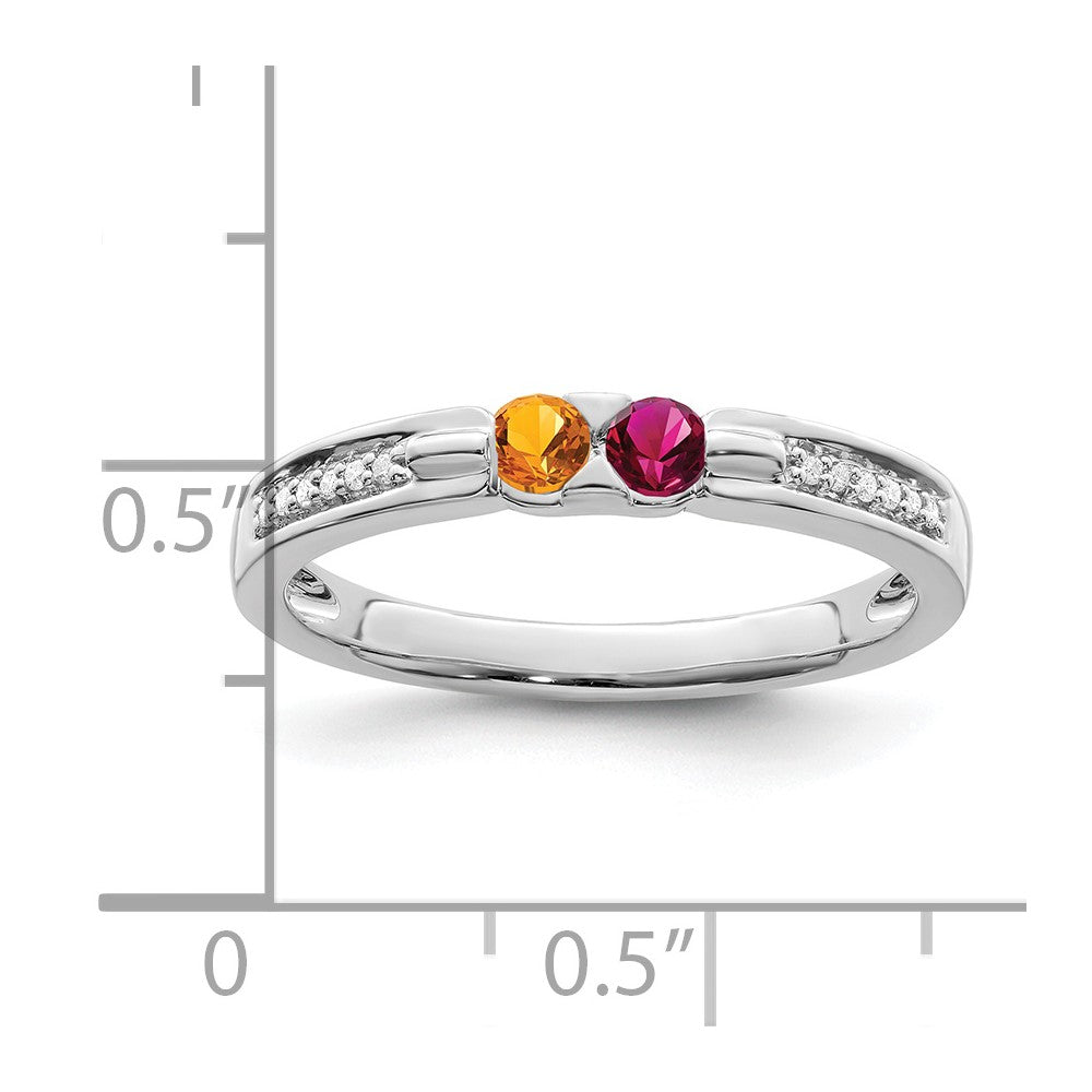 14K White Gold Family Jewelry Synthetic Stone & Diamond Set Ring