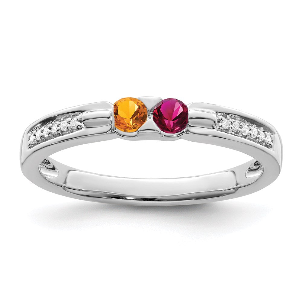 14K White Gold Family Jewelry Diamond Semi-Set Ring