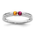 14K White Gold Family Jewelry Synthetic Stone & Diamond Set Ring