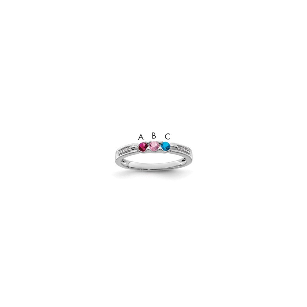 14K White Gold Family Jewelry Synthetic Stone & Diamond Set Ring