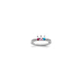 14K White Gold Family Jewelry Synthetic Stone & Diamond Set Ring