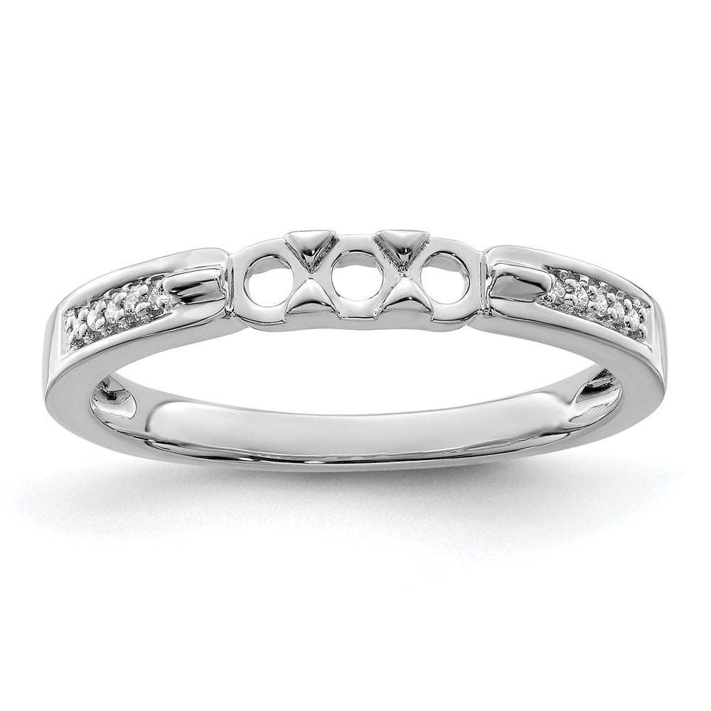 14K White Gold Family Jewelry Diamond Semi-Set Ring