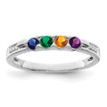14K White Gold Family Jewelry Synthetic Stone & Diamond Set Ring