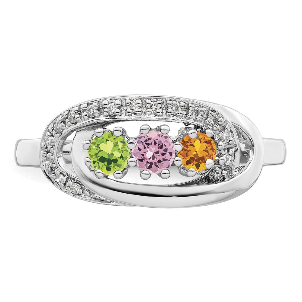 14K White Gold Family Jewelry Diamond Semi-Set Ring