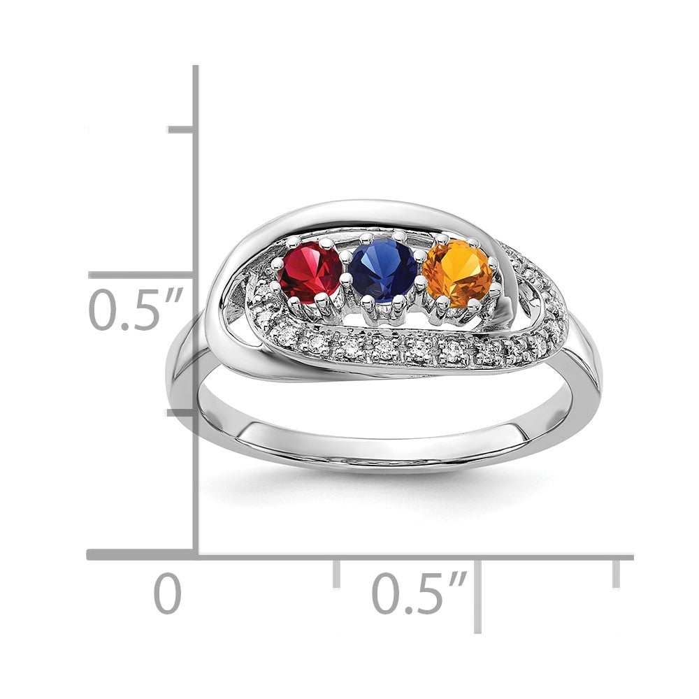 14K White Gold Family Jewelry Diamond Semi-Set Ring