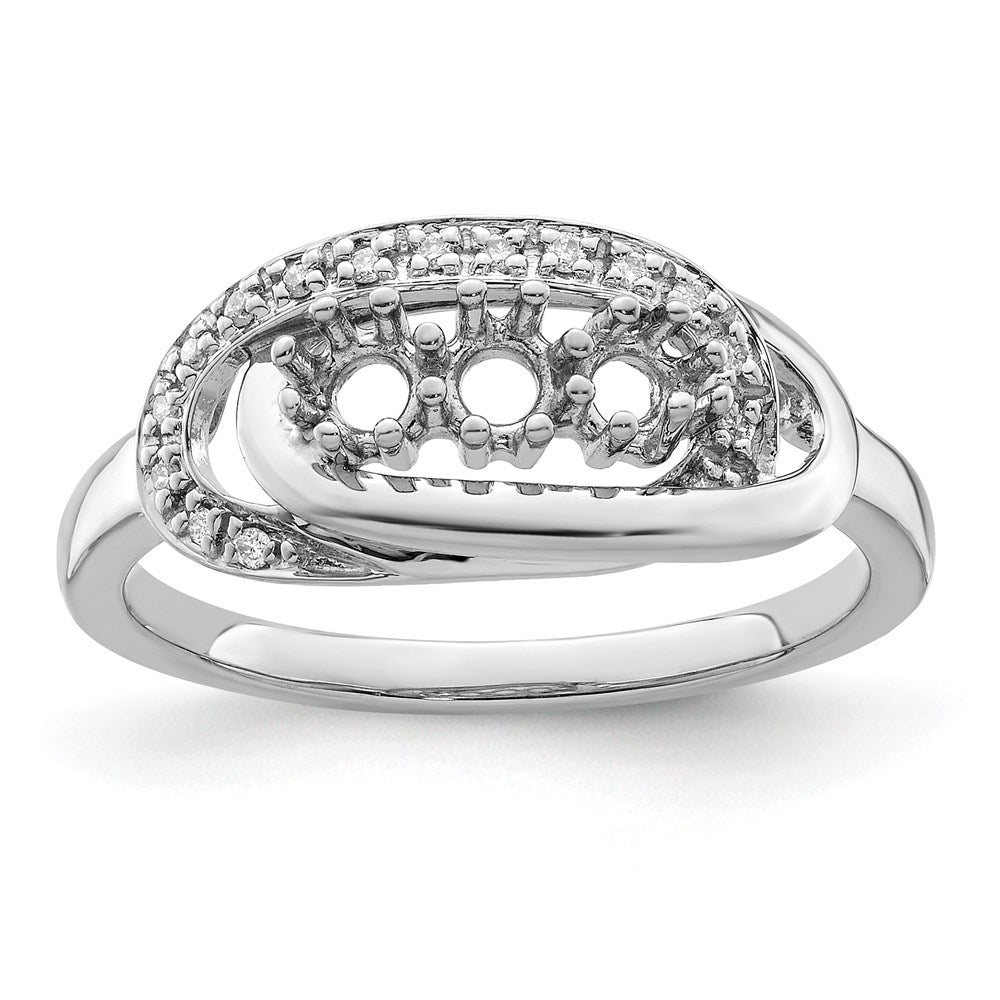 14K White Gold Family Jewelry Diamond Semi-Set Ring