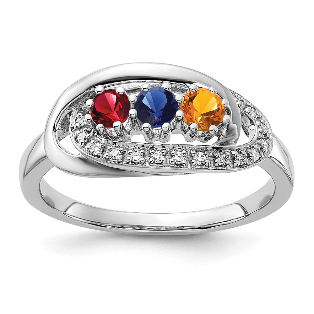 14K White Gold Family Jewelry Diamond Semi-Set Ring