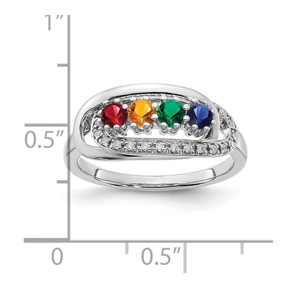 14K White Gold Family Jewelry Diamond Semi-Set Ring