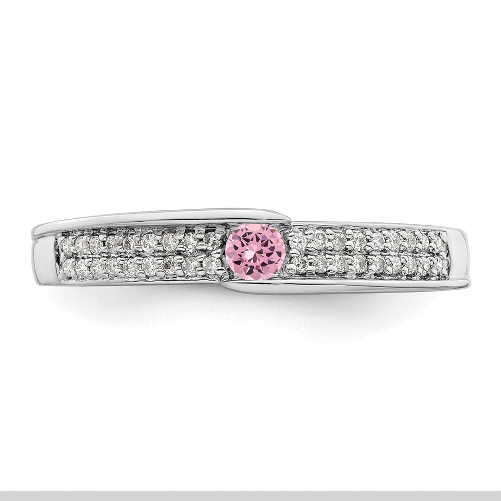 14K White Gold Family Jewelry Synthetic Stone & Diamond Set Ring