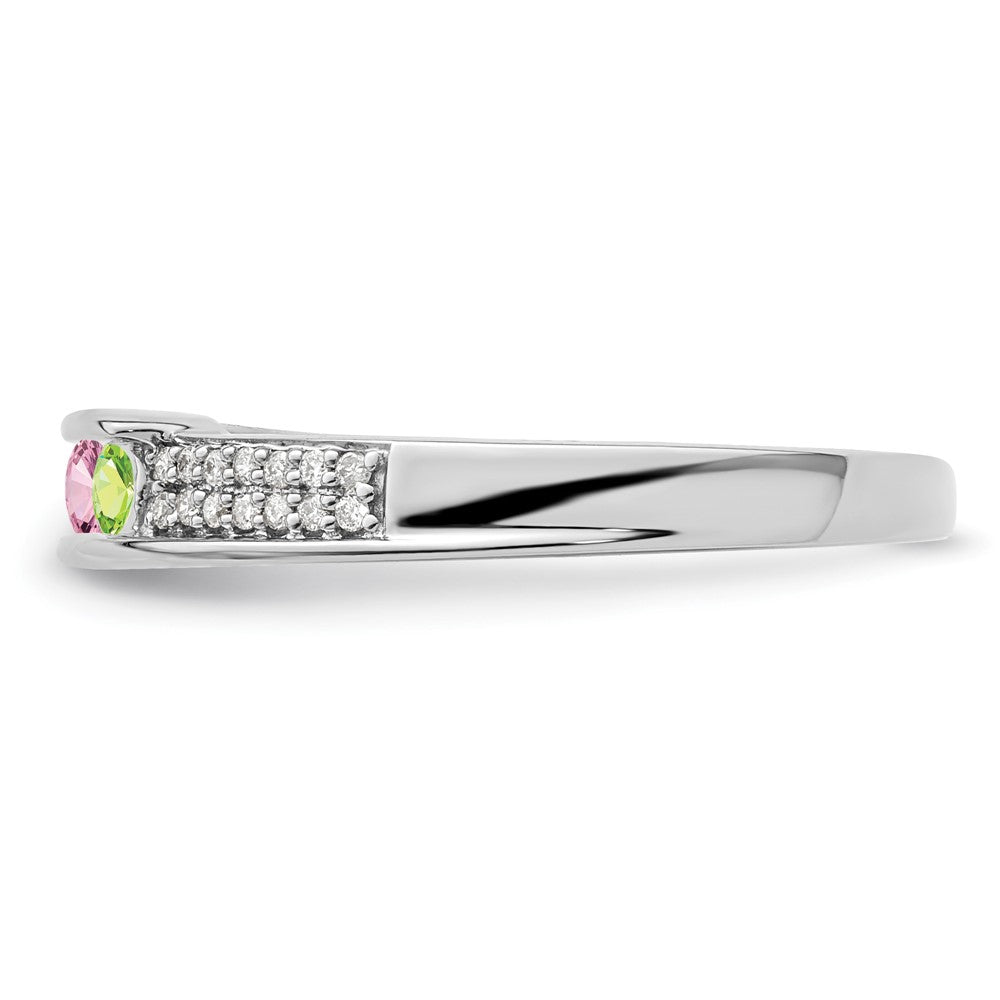 14K White Gold Family Jewelry Genuine Stone & Diamond Set Ring