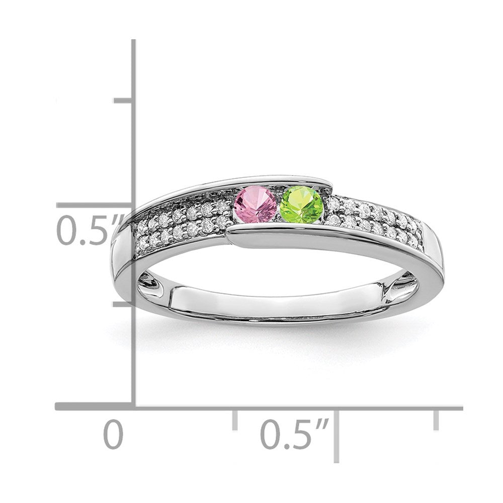 14K White Gold Family Jewelry Synthetic Stone & Diamond Set Ring