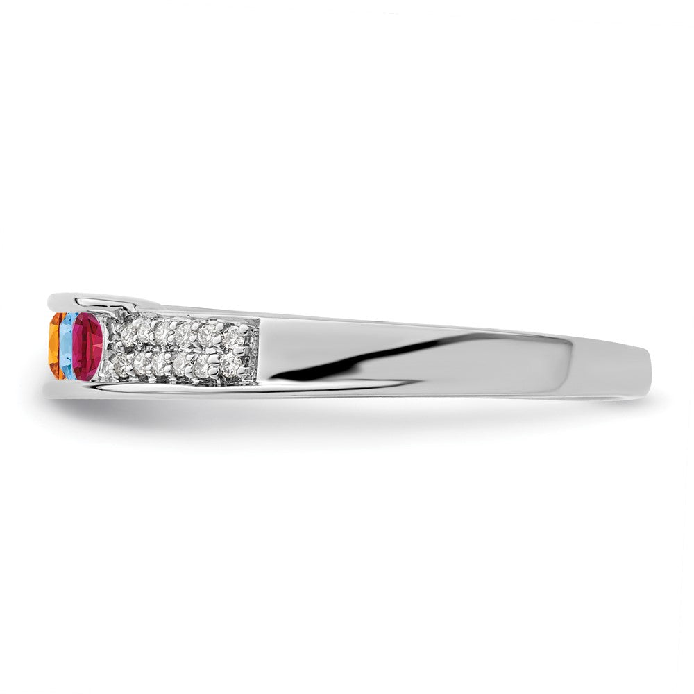 14K White Gold Family Jewelry Synthetic Stone & Diamond Set Ring