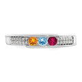 14K White Gold Family Jewelry Genuine Stone & Diamond Set Ring