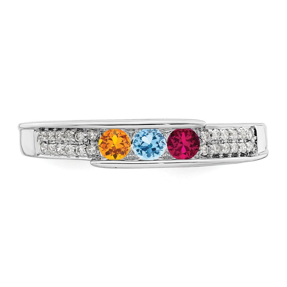 14K White Gold Family Jewelry Genuine Stone & Diamond Set Ring