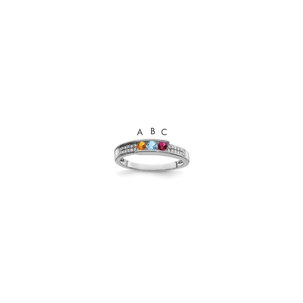 14K White Gold Family Jewelry Diamond Semi-Set Ring