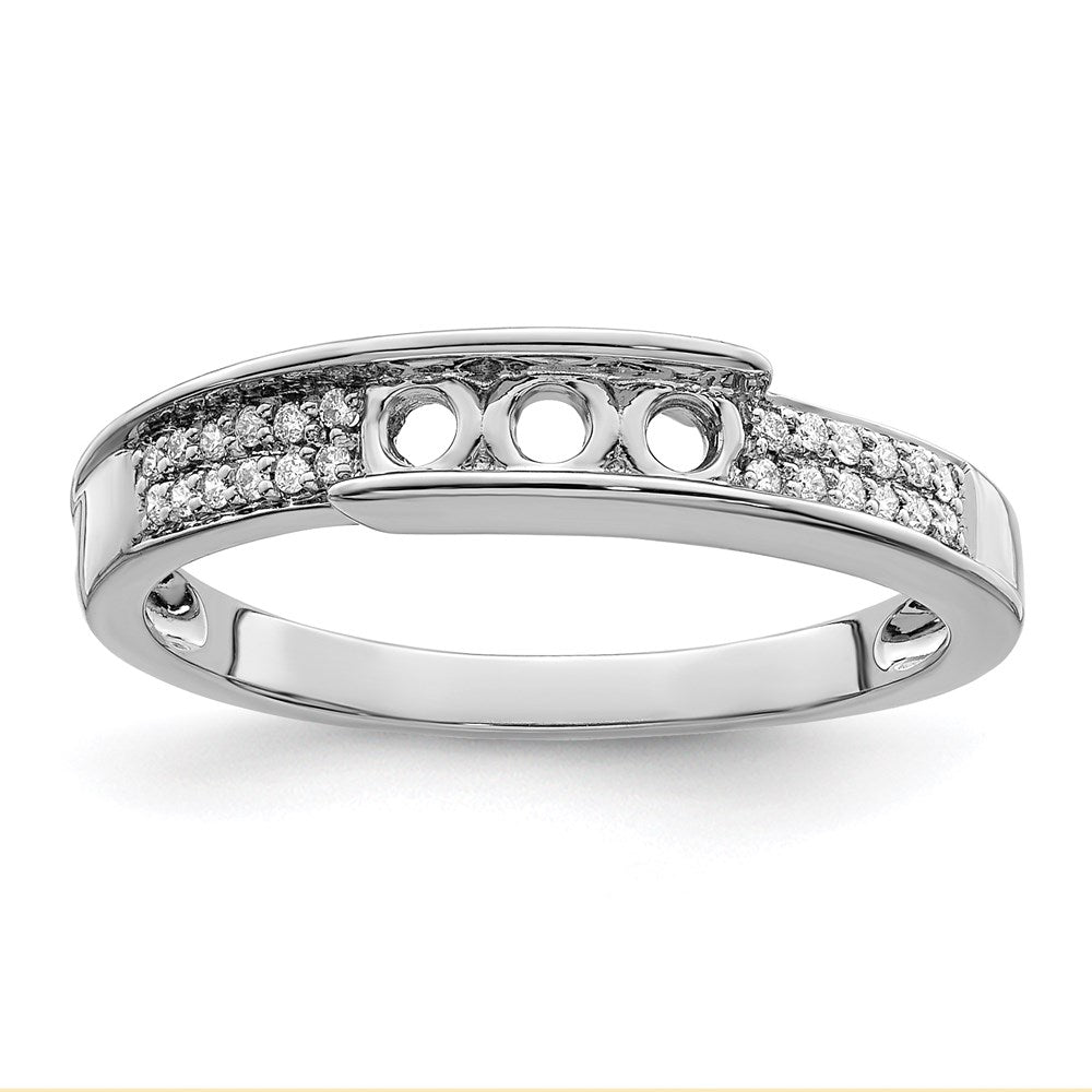 14K White Gold Family Jewelry Synthetic Stone & Diamond Set Ring