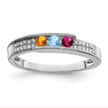 14K White Gold Family Jewelry Synthetic Stone & Diamond Set Ring