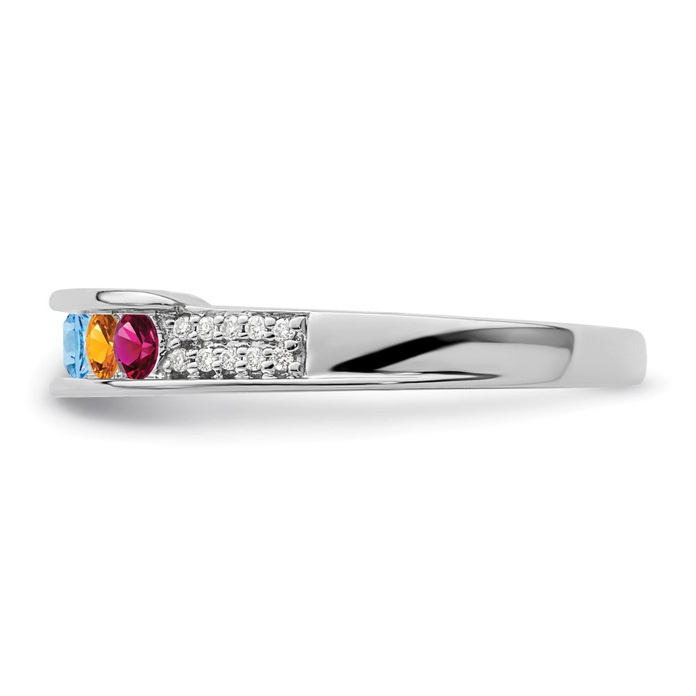 14K White Gold Family Jewelry Synthetic Stone & Diamond Set Ring