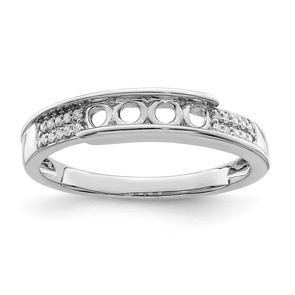 14K White Gold Family Jewelry Synthetic Stone & Diamond Set Ring