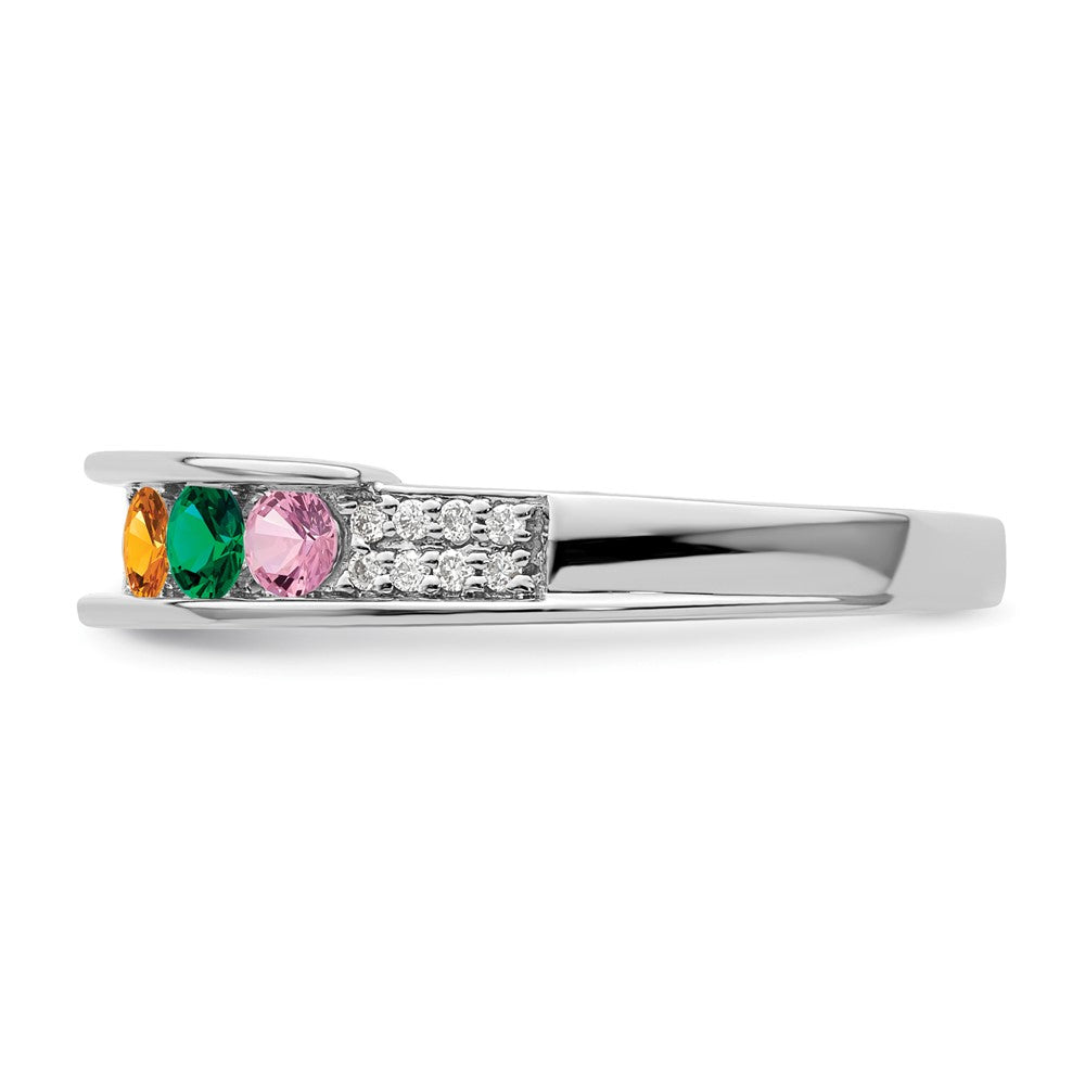 14K White Gold Family Jewelry Genuine Stone & Diamond Set Ring