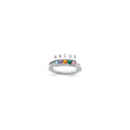 14K White Gold Family Jewelry Genuine Stone & Diamond Set Ring