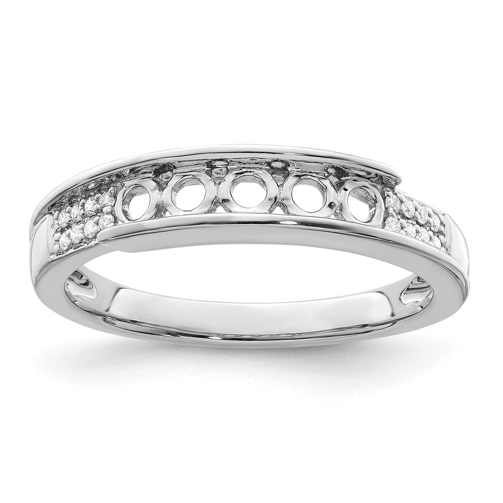 14K White Gold Family Jewelry Genuine Stone & Diamond Set Ring
