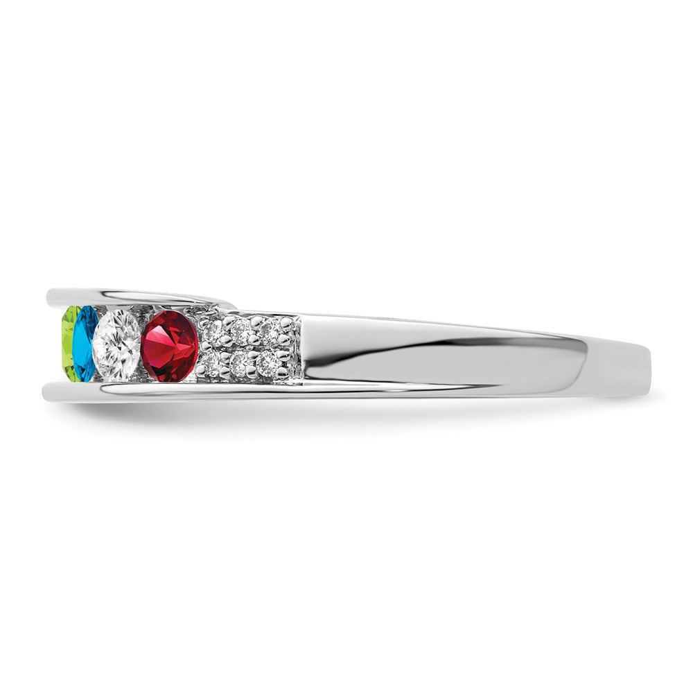 14K White Gold Family Jewelry Synthetic Stone & Diamond Set Ring
