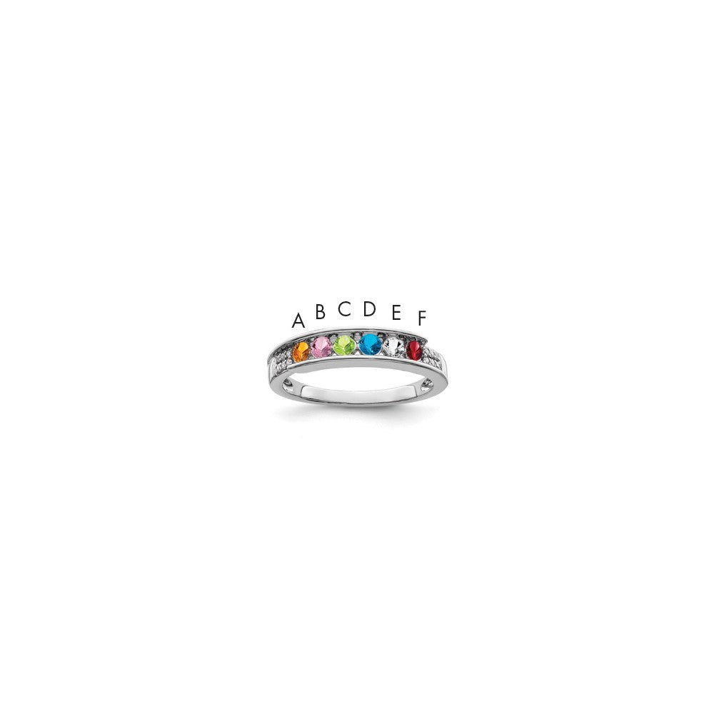 14K White Gold Family Jewelry Synthetic Stone & Diamond Set Ring