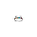 14K White Gold Family Jewelry Synthetic Stone & Diamond Set Ring