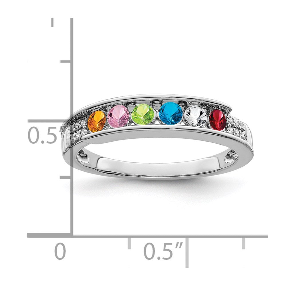 14K White Gold Family Jewelry Synthetic Stone & Diamond Set Ring