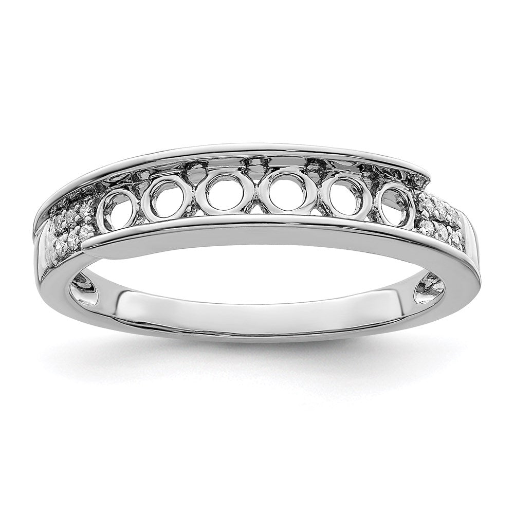 14K White Gold Family Jewelry Synthetic Stone & Diamond Set Ring